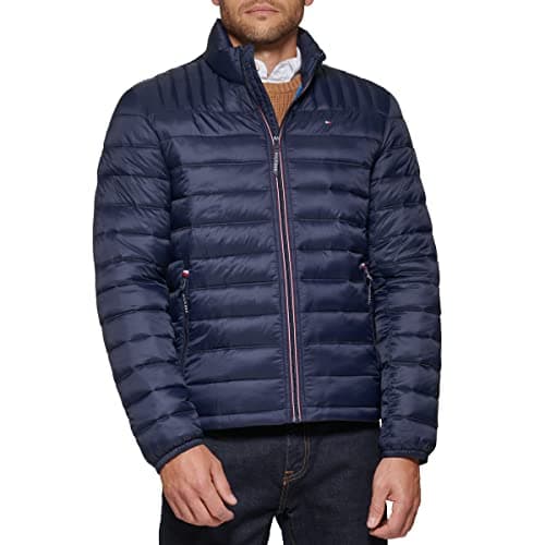 Image of Tommy Hilfiger Men's Lightweight Down Alternative Packable Puffer Jacket Coat, Midnight, XL