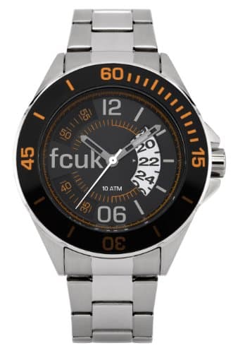 Image of FCUK Men's Quartz Watch with Black Dial Analogue Display and Silver Stainless Steel Bracelet FC1116O