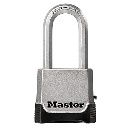 Image of MASTER LOCK Heavy Duty Padlock, Security Level 9/10, Outdoor, Keyed or Combination, Zinc, Weatherproof, XLong Shackle