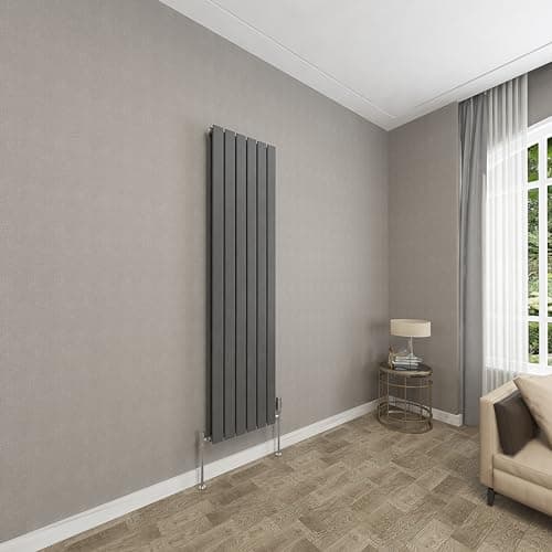 Image of Sky bathroom | 1600x408mm Vertical Designer Radiators Anthracite Flat Panel Double Panel Central Heating Radiator