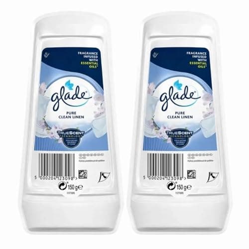 Image of Glade Air Freshener Pure Clean Linen Scent, 150g x 2 - Odour Eliminator Gel, Long-Lasting Fresh Fragrance Air Freshener for Home with Welari Thank You Card | (2 Pack)