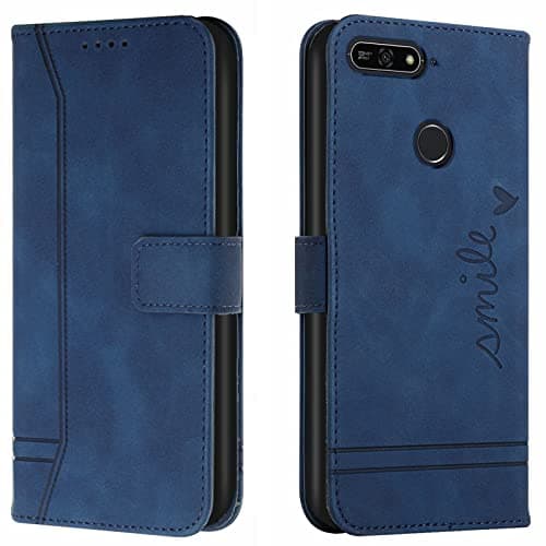 Image of Lihondar Compatible with Huawei Y6 2018 /Honor 7A Case, PU Leather Folio Wallet Protective Flip Cover with Card Holder Magnetic Closure Kickstand Phone Case Cover for Huawei Y6 2018 /Honor 7A (Blue)