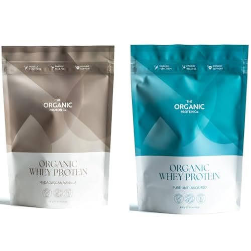 Image of The Organic Protein Co. – Vanilla & Unflavoured Organic Whey Protein Powder | No Additives, Undenatured, Bioactive, UPF Free, Emulsifier Free, Primarily Grass Fed, Vegetarian, Gluten Free – 400g