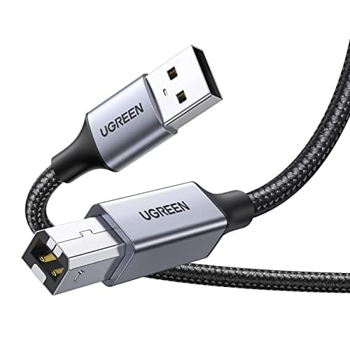 Image of UGREEN USB A to B Printer Cable,Braided USB 2.0 Type A to USB B Male Lead, MIDI Cable Compatible with MIDI Keyboard/DJ Controller, Epson/HP/DeskJet/Envy/Lexmark/3D/Dell/Brother/DAC/Scanner (2M)