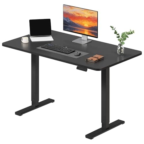 Image of SANODESK 120 * 60 Electric Standing Desk ONE PIECE Height Adjustable Desk With Memory Smart Panel Sit Stand Desk for Home Office (Black Frame+ Black Desktop