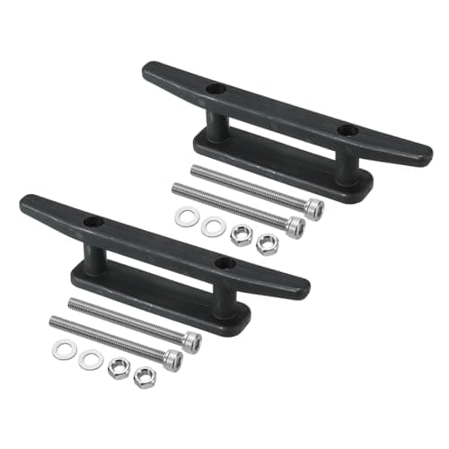 Image of PATIKIL 6.5 Inch Nylon Boat Dock Cleat 2 Pack Kayak Small Rope Tie Cleat Dock with Screws for Marine Deck Boats Canoes Kayaks, Decor, Black