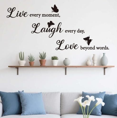 Image of SUPERDANT Motivational Quotes Wall Decals Family Wall Stickers Live Laugh Love Wall Art Murals Black Vinyl Art Decor for Living Room Bedroom Home Kitchen Bathroom Apartment