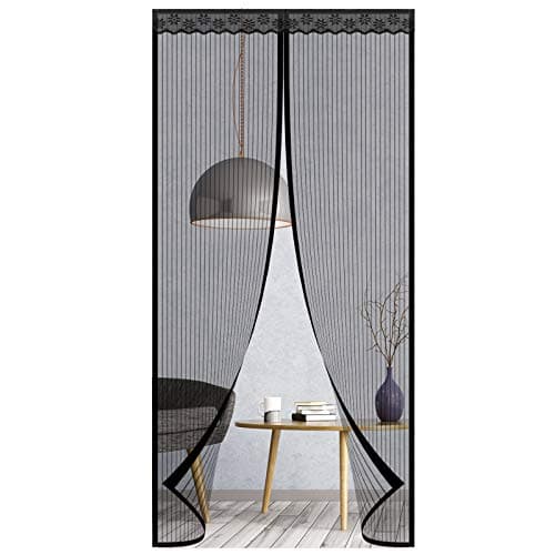Image of Fly Screens for Doors, EGNBU Heavy Duty Patio Insect Door Screen, Anti Mosquito Mesh Fly Curtain Nets with Powerful Magnets&Full Frame Magic Tape, Keep Bugs Out&Lets Fresh Air in (with Lace,90x210CM