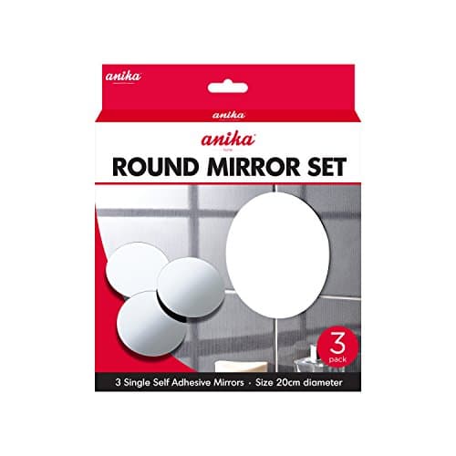 Image of Anika 60490 Pack of 3 Self Adhesive Round Mirrors 20cm / Versatile and Functional/Easy to Install/Sleek and Modern