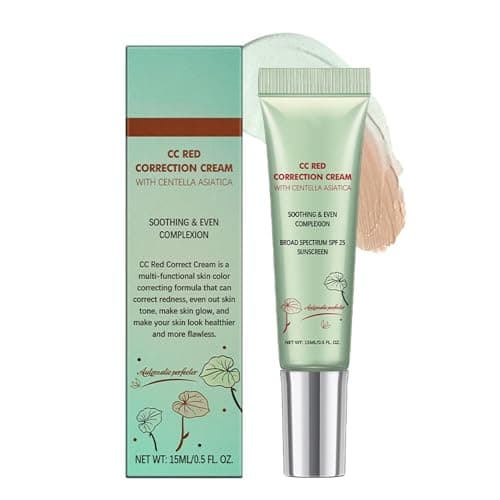 Image of CC Red Correction Cream With Centella - Color Correcting Formula For Blemishes, Red Skin, & AcneMarks - Lightweight, Non-Greasy - Hydration Skin And SPF Protection 15ml