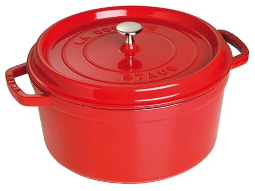 Image of STAUB 1004224 Cast Iron Roaster/Cocotte, Round, 28 cm, 6.7 L, Cherry Red