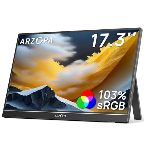Image of ARZOPA 17.3 Inch Big Portable Monitor, 1920×1080 FHD HDR IPS Kickstand Monitor for Laptop, HDMI USB C External Second Screen for PC/Mac/PS3/4/5/Xbox (A1M