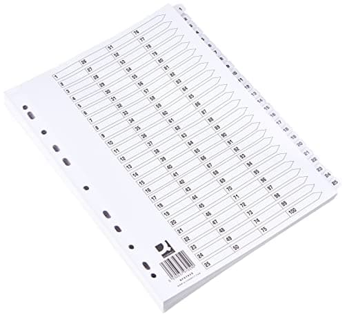Image of Q-Connect 1-100 Index Multi-Punched Reinforced Board Clear Tab A4 White