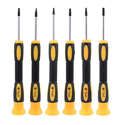 Image of Magnetic Screwdriver Set of 6, Torx Star Head Screwdriver Set Professional Screwdriver Kit in Different Sizes Small Screwdriver Kit for Jewellers Watch Electronics(yellow)