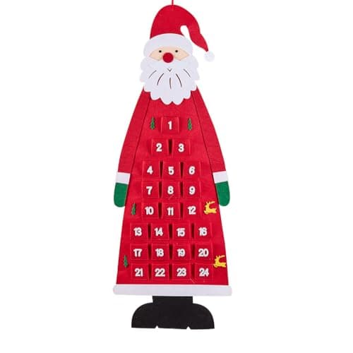 Image of Santa Claus Advent Calendar Novelty Hanging Reusable Christmas Countdown Advent Calendar 24 Pocket Xmas Countdown Seasonal Home Decor 2025 (Red)