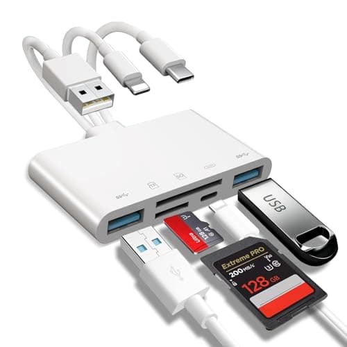 Image of 5-in-1 Memory Card Reader, SD Card Reader & USB OTG Adapter for Phone/Pad, USB C and USB A Devices with Micro SD & SD Card Slots, Supports SD/Micro SD/SDHC/SDXC/MMC