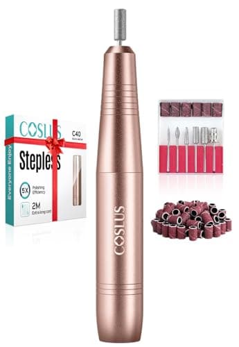 Image of COSLUS Nail Drill, Adjustable Speed 20000RPM Electric Nail Files for Gel Acrylic Nature Nails, Portable Manicure Pedicure Set with 6 Drill Bits 31 Sanding Bands, E File for Beginner Women Mum
