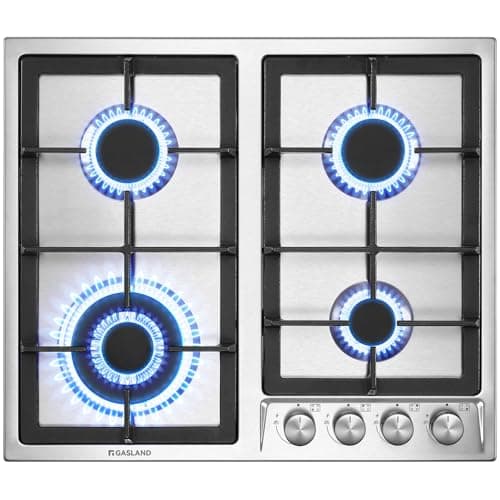 Image of GASLAND GH60SF 60cm Built-in Gas Hob, 4 Burners Stainless Steel Gas Cooktop with Flame Failure Protection, NG/LPG Convertible, 8000W