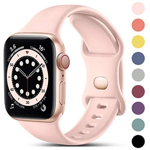 Image of CeMiKa Compatible with Apple Watch Strap 38mm 40mm 41mm 42mm, Soft Silicone Sport Band Replacement Straps for iWatch Strap Series 11 10 9 8 7 6 5 4 3 2 1 SE SE3, Women Men, Sand Pink