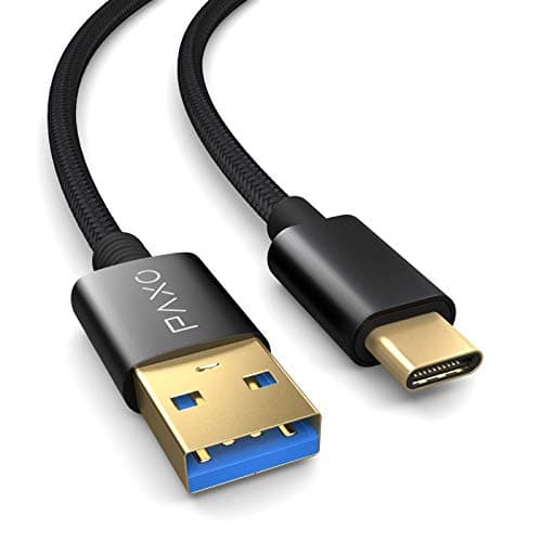 Image of PAXO USB C cable 0.3m, 10 Gbit/s (1.25 GByte/s), USB 3.2 Gen2 (3.0, 3.1), USB type C charging cable and data cable, black