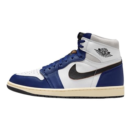 Image of Air Jordan 1 High OG Rare Air Men's Shoes (DZ5485-100, White/Neutral Grey/Deep Royal Blue/Black), White/Neutral Grey/Deep Royal Blue/Black, 9 UK