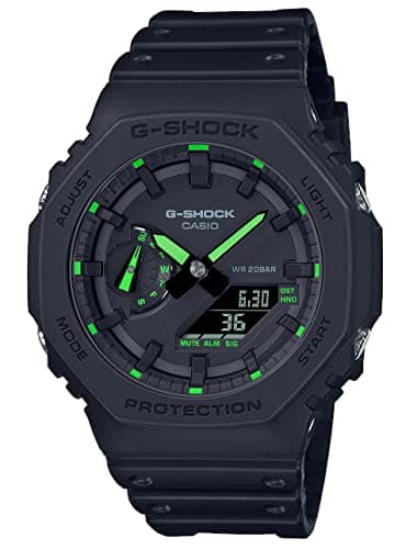Image of Casio G-Shock GA-2100-1A3ER Men's Quartz Watch with Black Analogue-Digital Dial, Plastic Resin Strap, Mineral Glass, 200m Water Resistance, Stop Watch World Time