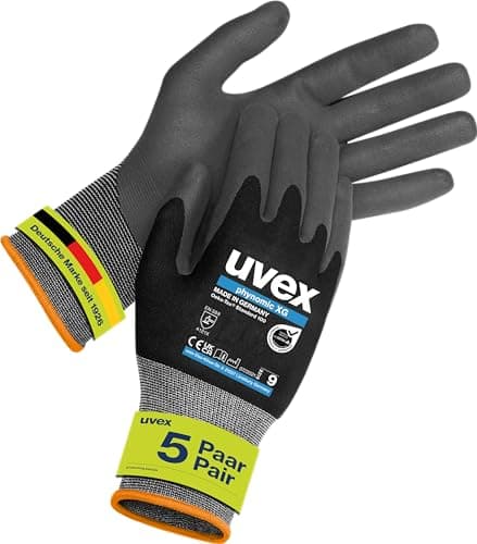 Image of Uvex phynomic XG Assembly Gloves Pack of 5 for Men and Women, Black, Size 6