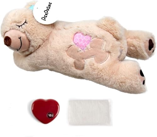 Image of pet prime Snuggle Bear - Pet Plush Toy Heartbeat Plush Bear Kitty Toy Dog Comfort Toy