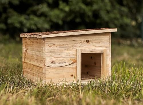 Image of Garden Mile Hedgehog House Wintering Shelter & Feeding Station, Durable Wooden Predator-Proof Outdoor Habitat