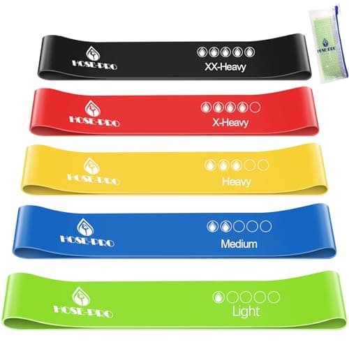 Image of Hose-pro Resistance Bands [Set of 5] - Skin-Friendly Natural Rubber Exercise Bands with 5 Resistance Levels (5-40lbs) for Home Gym, Physio, Yoga & Strength Training - Includes Travel Bag