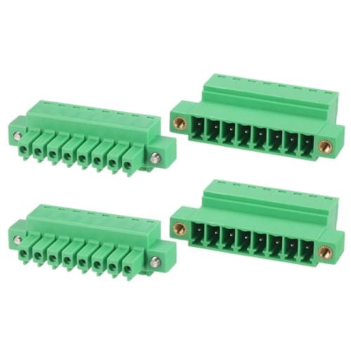 Image of sourcing map 2Set 8 Pin 3.81mm Pitch 300V 8A PCB Mount Screw Terminal Block Connector, Pluggable Plug Flange Mount for DIY Electronics Audio Power Modules