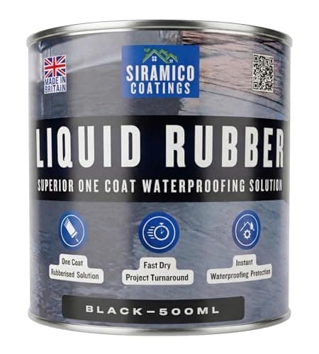 Image of Siramico Coatings Liquid Rubber Roof Coating | Instant Leak Seal Technology I Quick Drying, One Coat Waterproofing Sealant | Black, Grey & Clear (Black, 500ml)