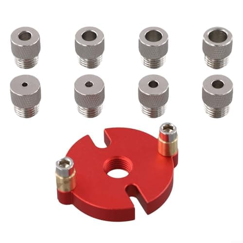 Image of Glewi Wood Dowel Jig Kit Vertical Hole Drill Guide with 8 Bushings 3-10mm for Accurate Woodworking on Boards up to 65mm Thick