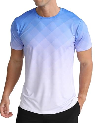 Image of APTRO Men’s T-Shirts Gym T Shirts for Men Moisture Wicking Athletic Breathable Running Tops Quick Dry Short Sleeve T-Shirt Gradient Blue S