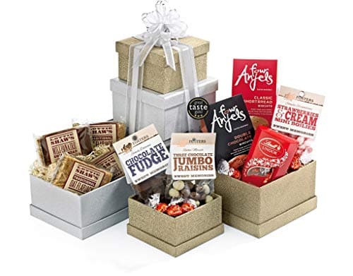 Image of Sweets & Treats to Share Gift Tower - Confectionery Hamper with Luxury Shortbread, Millionaire Shortbread, Chocolate Truffles, Fudge - Sweet Gift Baskets for Families, from Regency Hampers