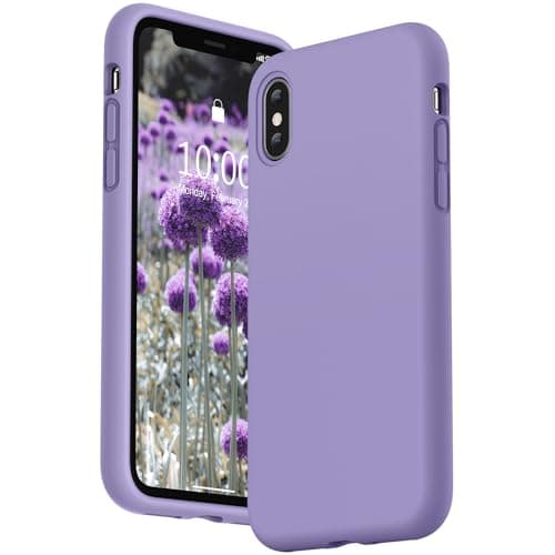 Image of SURPHY iPhone X/Xs Silicone Case, Liquid Silicone Gel Rubber with Soft Microfiber Cloth Lining Cushion Anti-Scratch Shockproof 5.8 inch Phone Case for iPhone X/Xs (2018) (Light Purple)