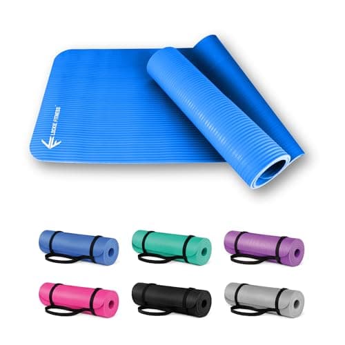 Image of Lockie Fitness Yoga Mat 8 mm Thick, Non Slip Exercise Mat for Women and Men, TPE Foam Pilates Mat, Gym Mat for Home Workout, Yoga, Pilates, Exercise & Gymnastics, 180 x 60 cm (Blue)
