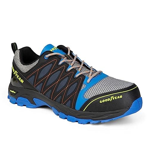 Image of Goodyear Men’s Safety Shoes S1P SRA HRO Safety Rated Workwear Metal Free Lightweight Breathable Comfortable Work Trainers (Blue/Black, 12 UK)