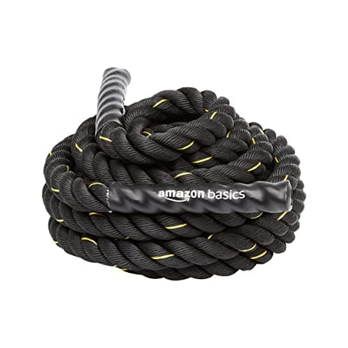 Image of Amazon Basics Heavy Resistance Exercise Training Home Gym Workout Battle Rope - 9m x 3.8cm, Black