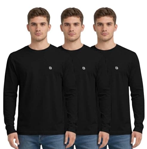 Image of Bahob® 3 Pack Men's Long-Sleeved T-Shirt Round Neck T-Shirts Comfortable Crewneck Neck Tops for Men Soft Cotton S-3XL (MFTS-160-C, Small)