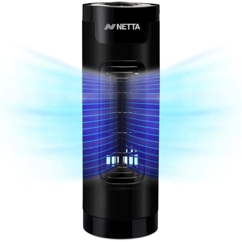 Image of NETTA 14 Inch Mini Tower Fan with Oscillating Function - 3 Speed Settings, Quiet Operation, 65° Oscillation - 1.2kg Lightweight Compact Cooling Desk Fan for Homes, Offices and Bedrooms - Black