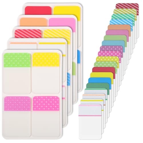 Image of JIEYAO 400 Pcs Colored Book Sticky Index Tabs, 1 Inch Divider Tabs Stick On Repositionable Book Page Markers Tabs Write Tab Flags Self Adhesive for Notebooks Binders File Classification