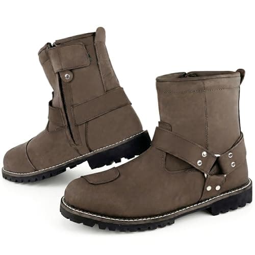 Image of VPR R40 Leather Motorbike Touring Boots for Men Short Ankle W/P Motorcycle Boots & CE Approved Ankle Protection Comfortable Boot (Brown, UK Footwear Size System, Adult, Men, Numeric, Medium, 12)