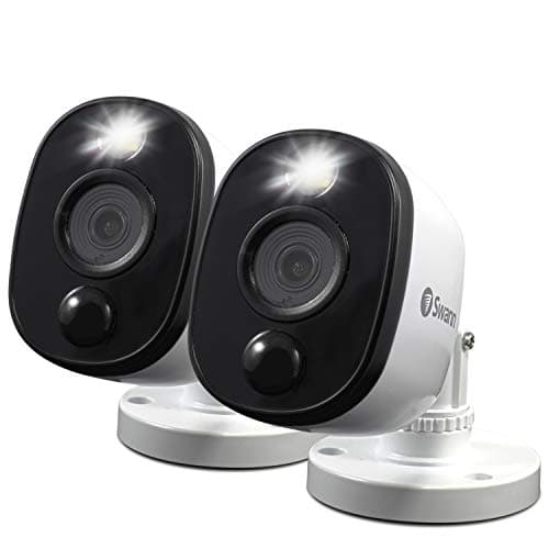 Image of Swann Add-On DVR Bullet Security Cameras with Sensor Spotlights, 1080p Full HD Video, Indoor or Outdoor design, Colour Night Vision plus True Detect Heat & Motion Detection - 2 Pack, 1080MSFBPK2