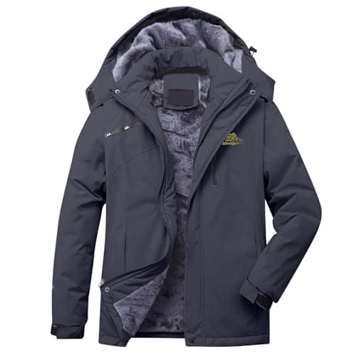 Image of AMhomely Plus Size Womens Waterproof Coats 24-26 Trench Coat Fleece Softshell Jacket Solid Rain Jacket Parka Windproof Mountaineering Hiking Outdoor Wear Windbreaker with Hood Grey 4XL