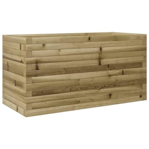 Image of vidaXL Garden Planter - 90x40x45.5 cm Rectangular Impregnated Pinewood - Robust Outdoor Flower/Herb/Vegetable Planter Box - Brown