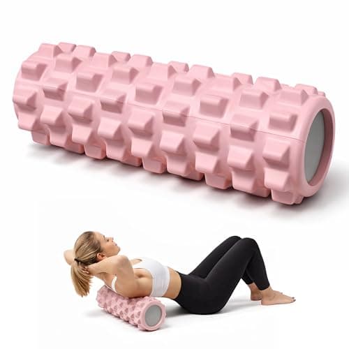 Image of ADEPTNA 33cm Foam Roller Deep Tissue Muscle Massage Roller with Grid Texture Trigger Point Massager for Muscle Recovery, Physical Therapy, Yoga, Pilates & Gym Fitness Durable EVA Foam (Pink)