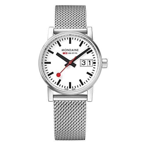 Image of Mondaine - Evo2 MSE.30210.SM Womens Watch 30mm - Official Swiss Railways Wrist Watch Date Function Silver Steel Strap - 30m Water Resistant - Sapphire Crystal - Watches for Men and Women