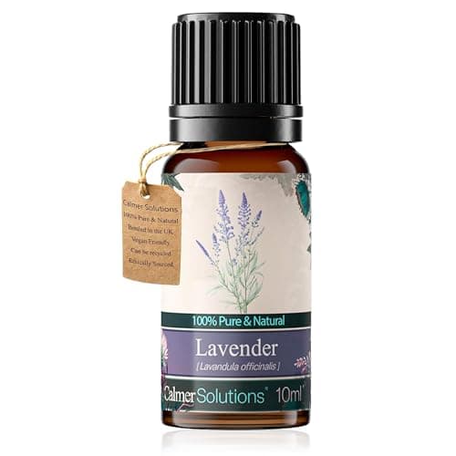 Image of Calmer Solutions Lavender Essential Oil 10ml - 100% Pure & Natural Steam Distilled Lavandula Angustifolia Aromatherapy Oil - UK Made Floral Essential Oil for Diffuser, Massage, Bath & Home Fragrance