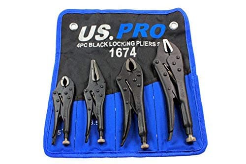 Image of US PRO 4pc Black Locking Pliers Set 5" 6.5" 7" & 10" - Mole Vice Clamp Grips 1674